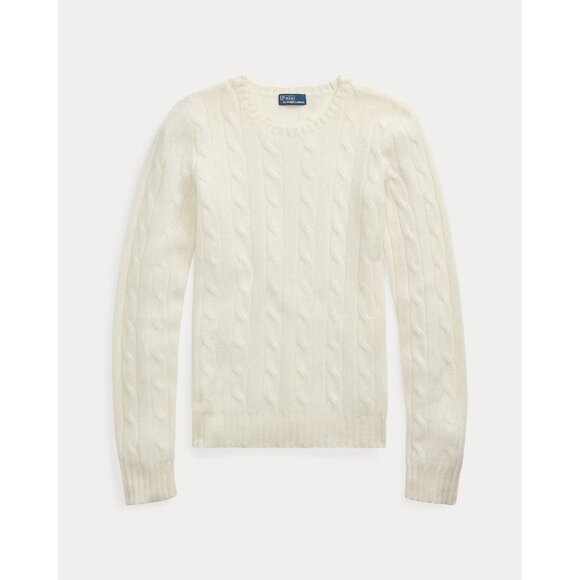 NWT Polo Ralph Lauren Cable-Knit Cashmere Sweater in Parchment Cream Pullover M - Picture 1 of 7